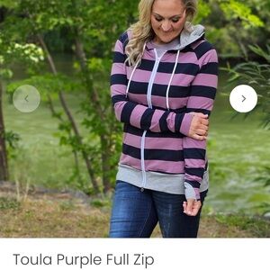 Women's Purple and Black Striped Hoodie
